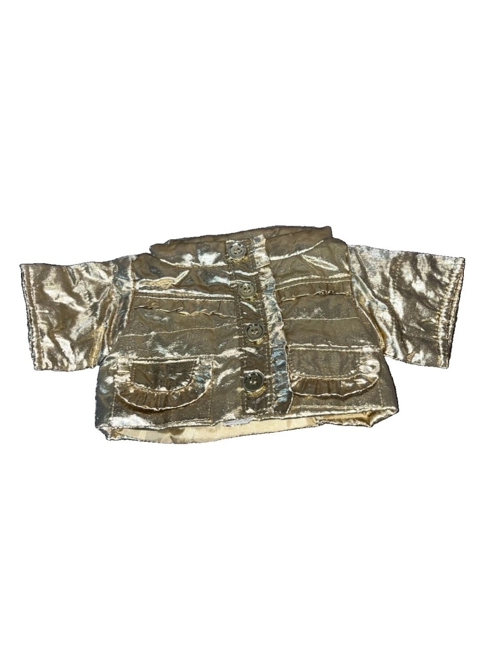 Build A Bear Elegant Golden Metallic Puffer Jacket Girls Coat Quilted Jacket
